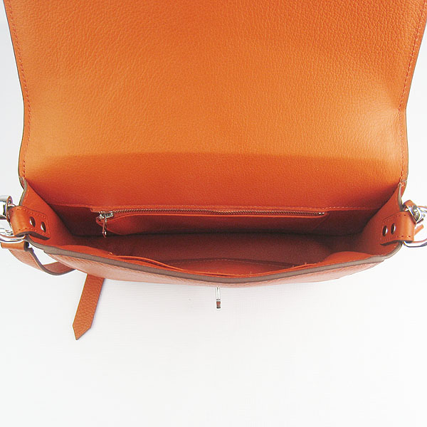 Fake Hermes Togo Leather Messenger Bag Orange 8079